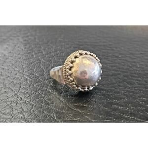 Vintage Silver Ring Size 6.5 Marked 96% Round Dome 18mm Round 9.8 Gram Weight